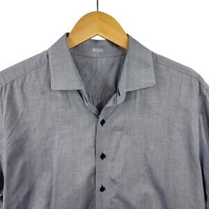 WKR Blue Cotton Button Up Business Casual Shirt Size Large